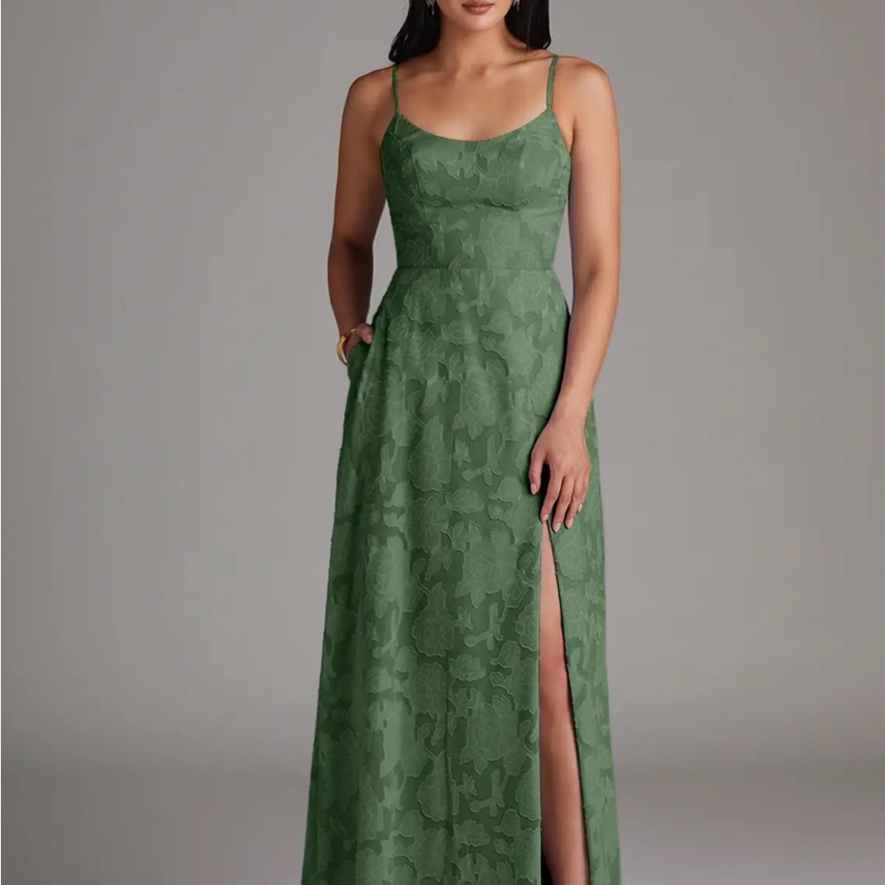 Azazie Green Floral Maxi Dress